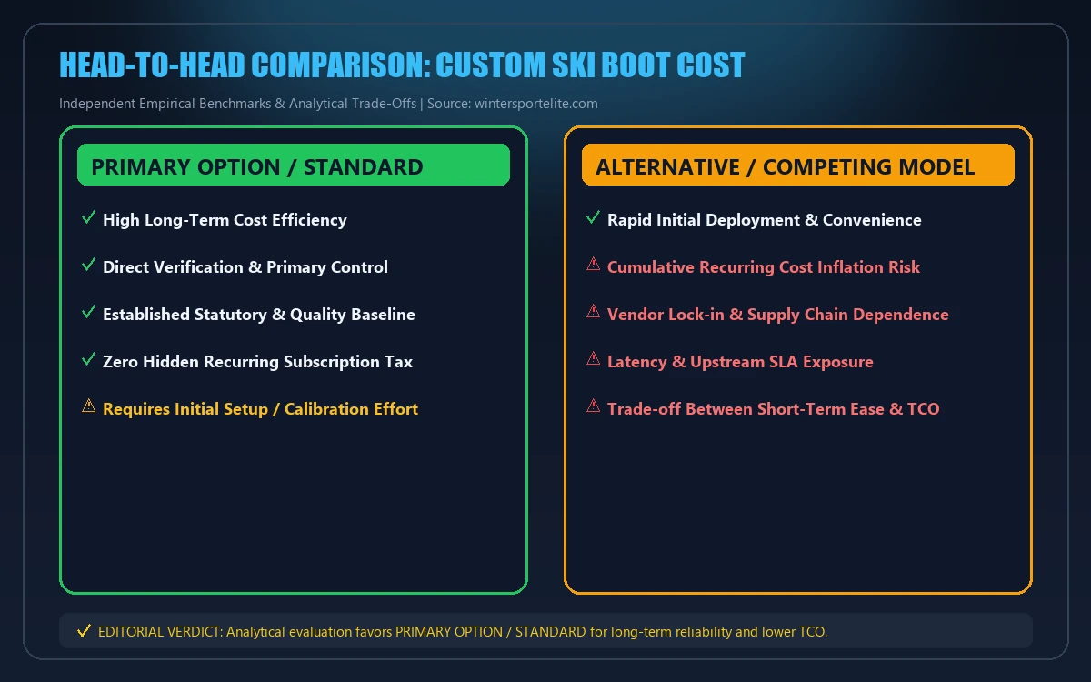 Head-to-head comparison matrix for custom ski boot cost