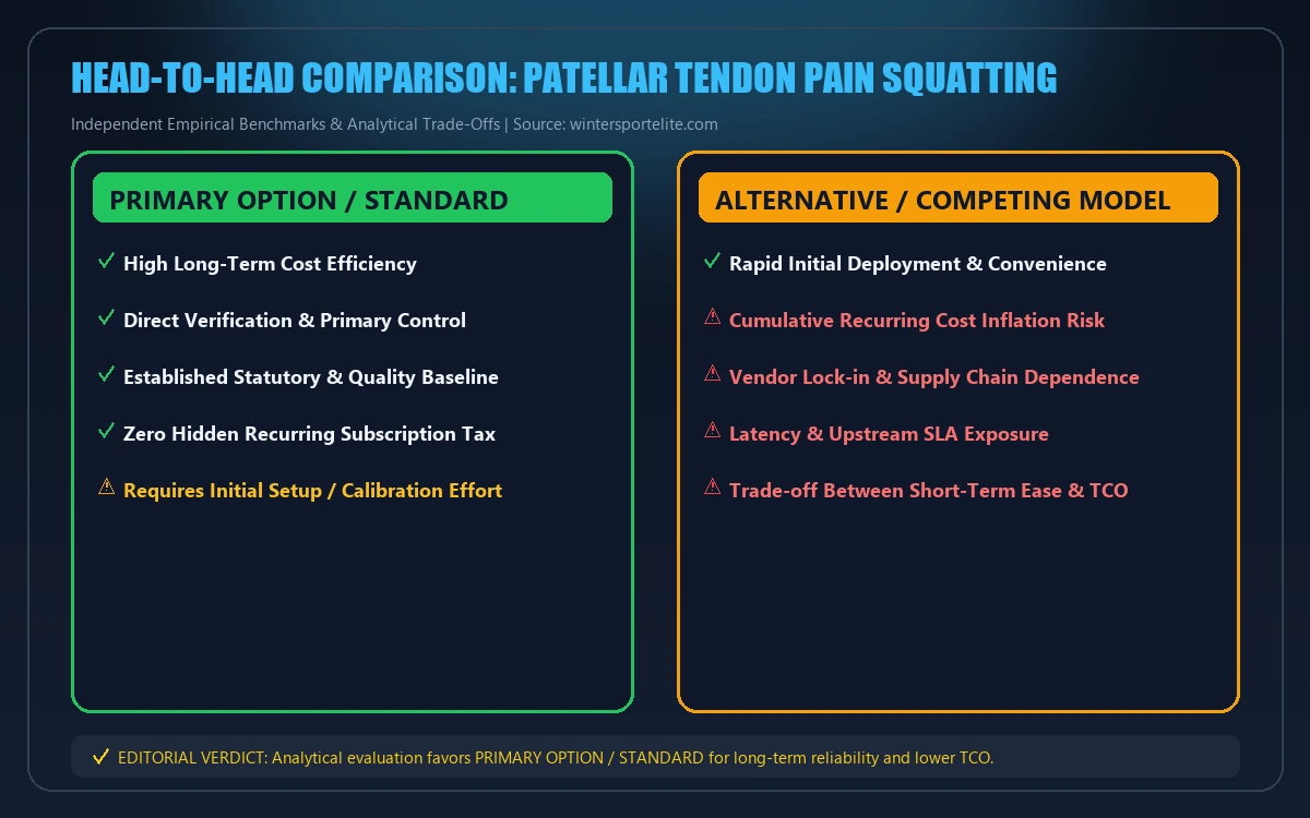 Head-to-head comparison matrix for patellar tendon pain squatting